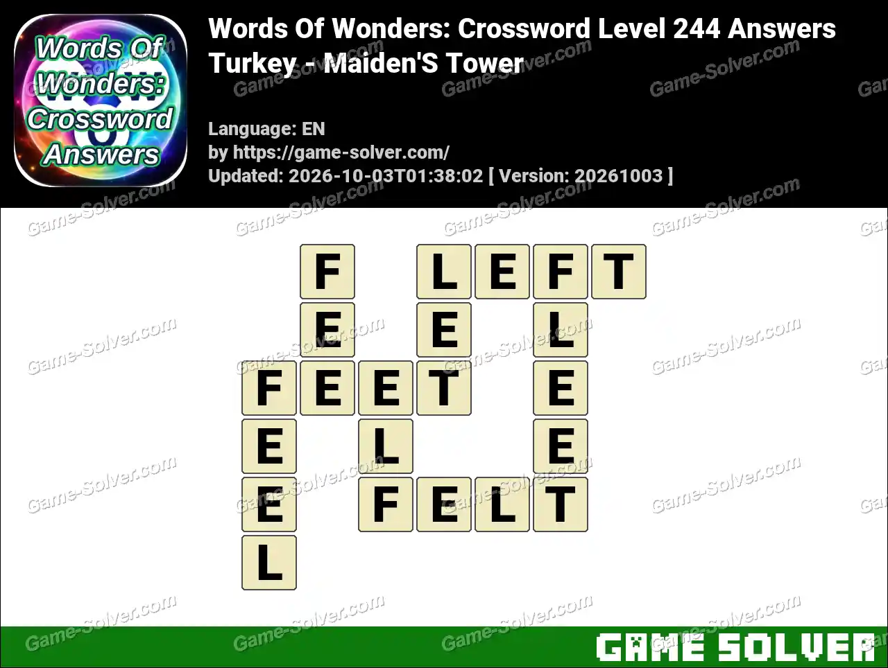 Words Of Wonders: Crossword Level 244 Answers – Turkey – Maiden’S Tower